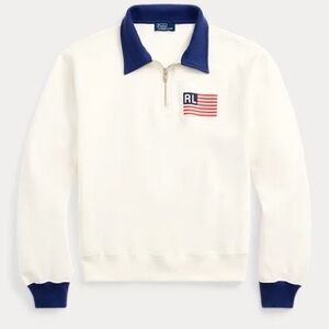 💙RL NWT Logo Flag Fleece Half-Zip Pullover💙 Ladies LARGE. Brand new- sold out!